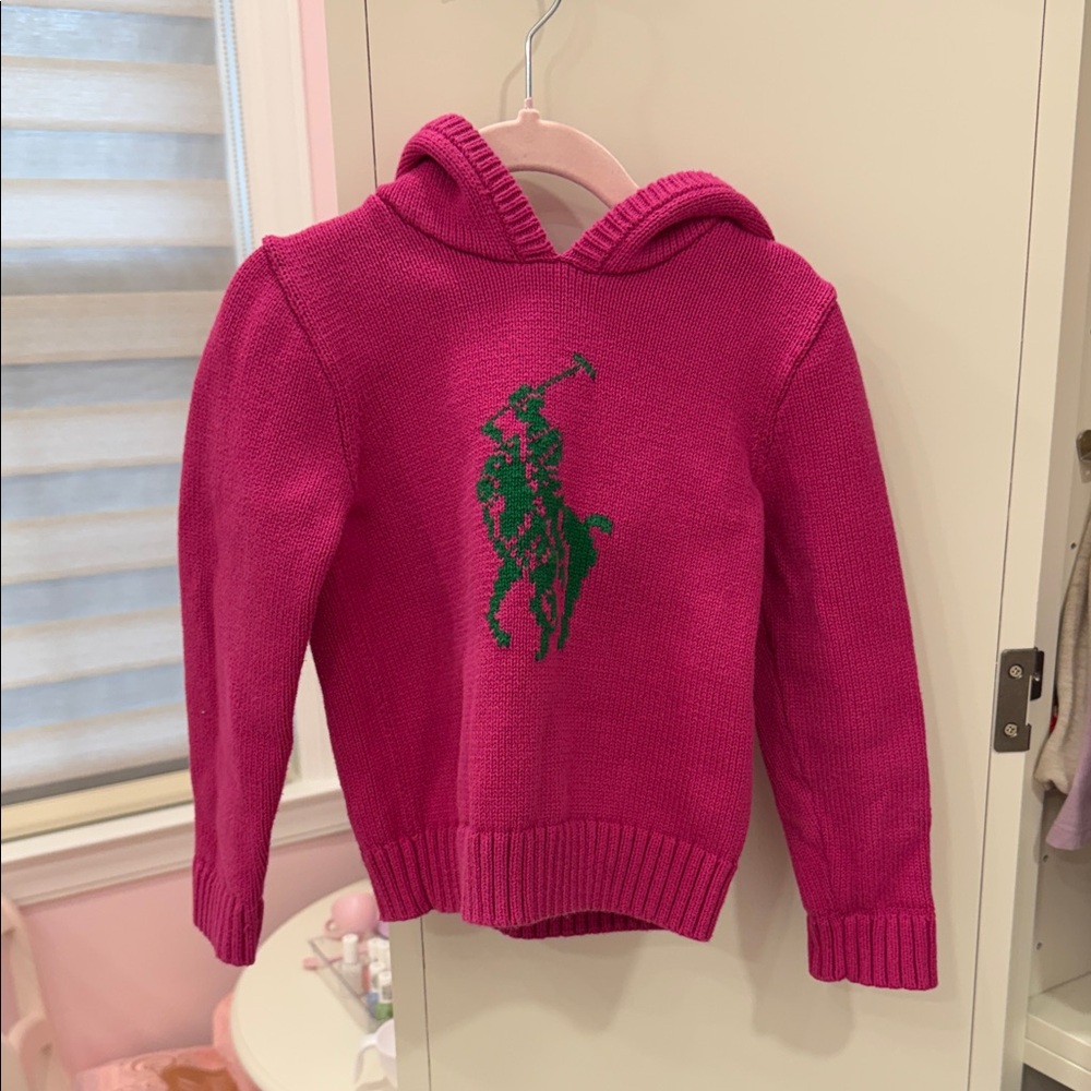 Polo by Ralph Lauren Kids Fuchsia Hoodie with Green Logo